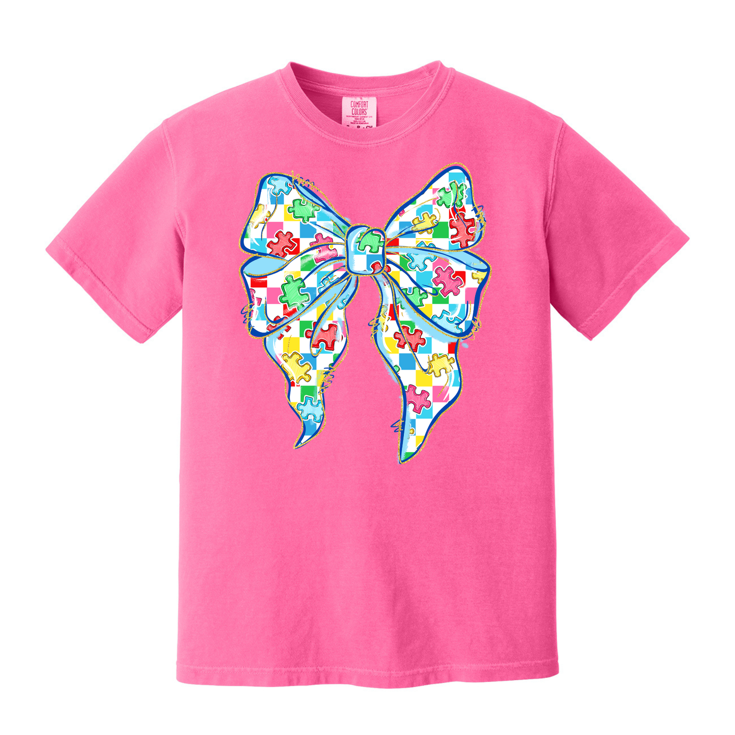 Autism Puzzle Piece Coquette Bow