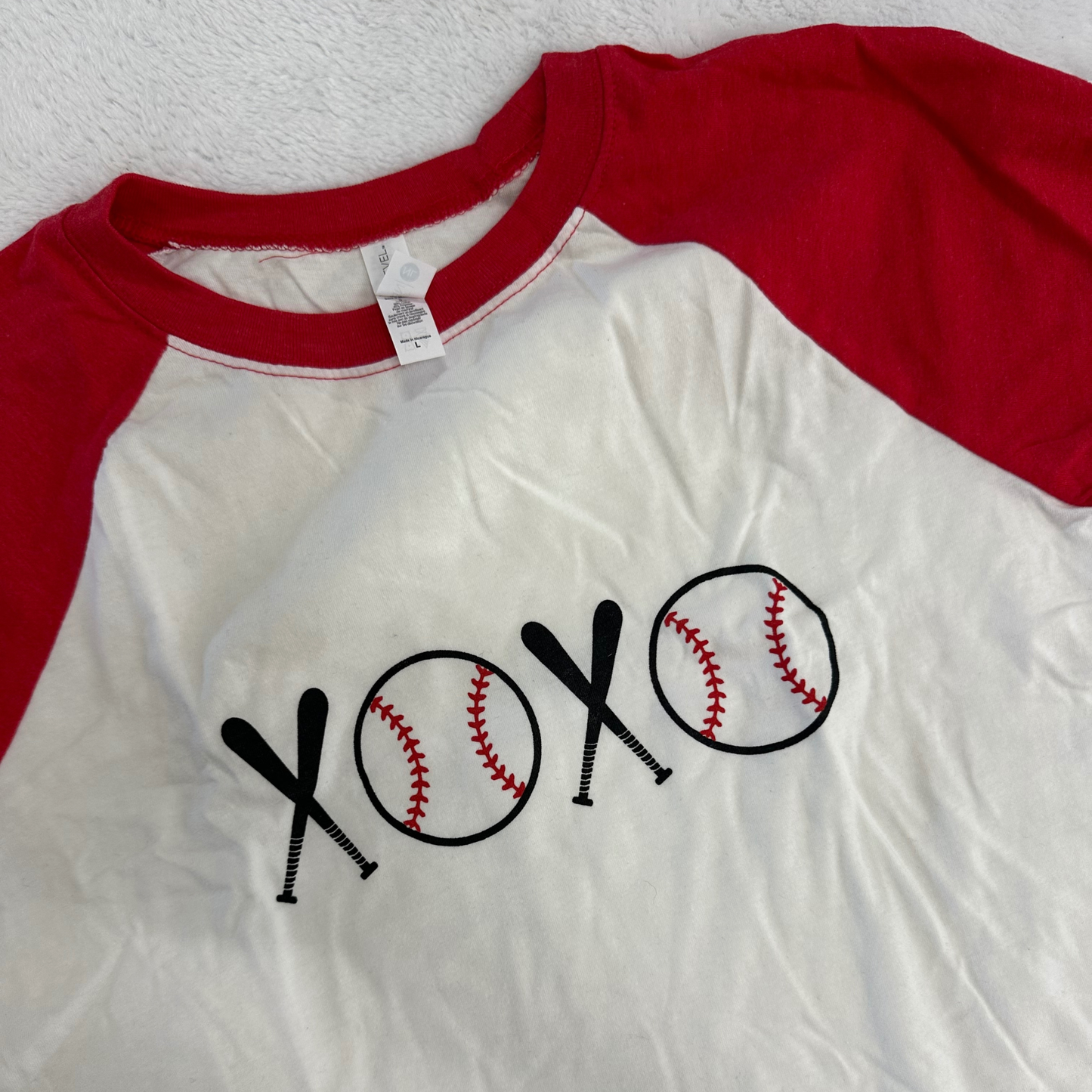 Red Raglan XOXO Baseball