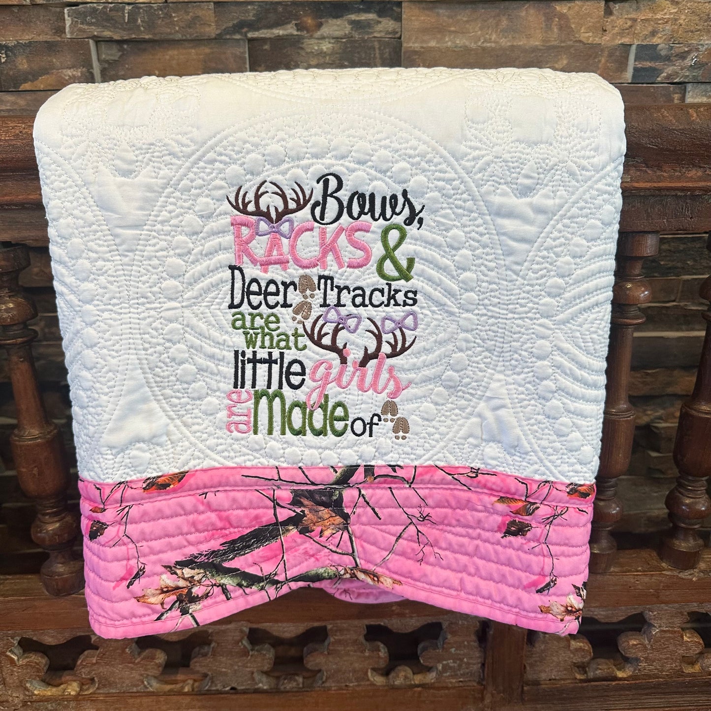 Camo Border Quilt - "Rifles, Racks & Tracks" Embroidery