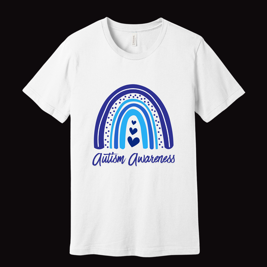 Autism Awareness Blue Rainbow Tee