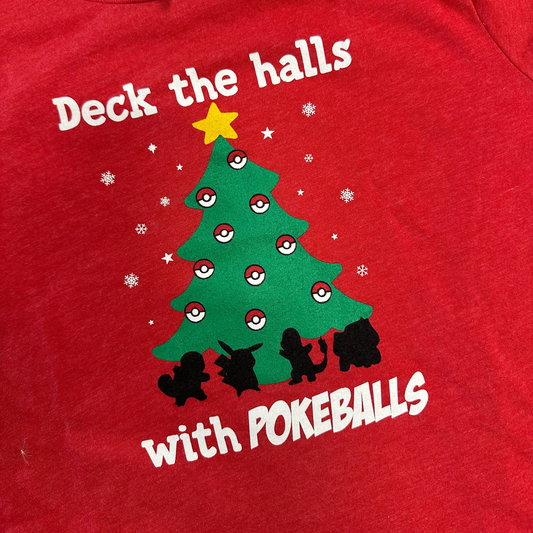 Red Short Sleeve Deck the Halls w/ Pokeballs
