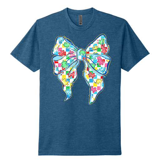 Autism Puzzle Piece Coquette Bow