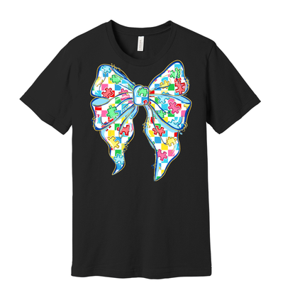 Autism Puzzle Piece Coquette Bow