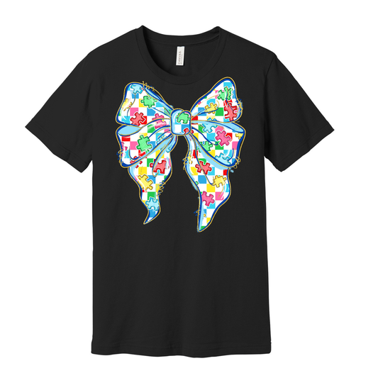 Autism Puzzle Piece Coquette Bow