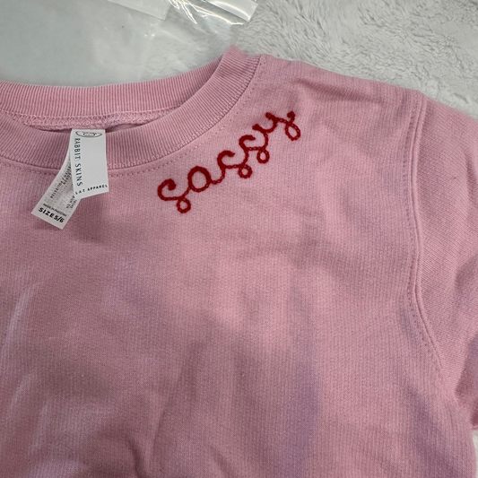 Pink Sweatshirt Sassy Chainstitch Collar