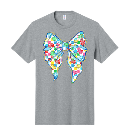 Autism Puzzle Piece Coquette Bow