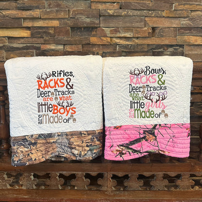 Camo Border Quilt - "Rifles, Racks & Tracks" Embroidery